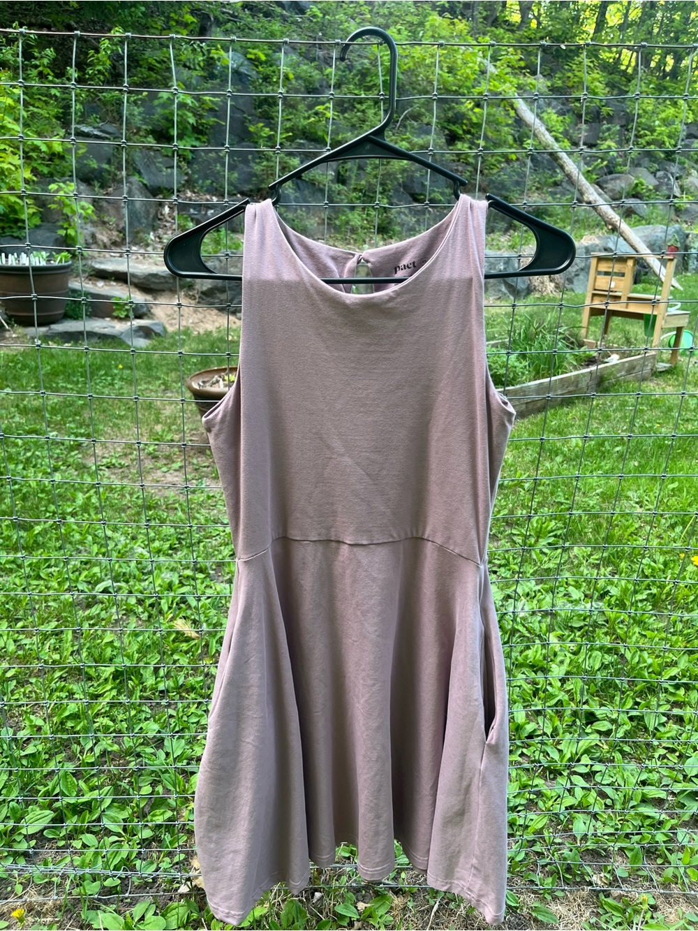 Pact Sleeveless Mauve Swing Dress with Pockets